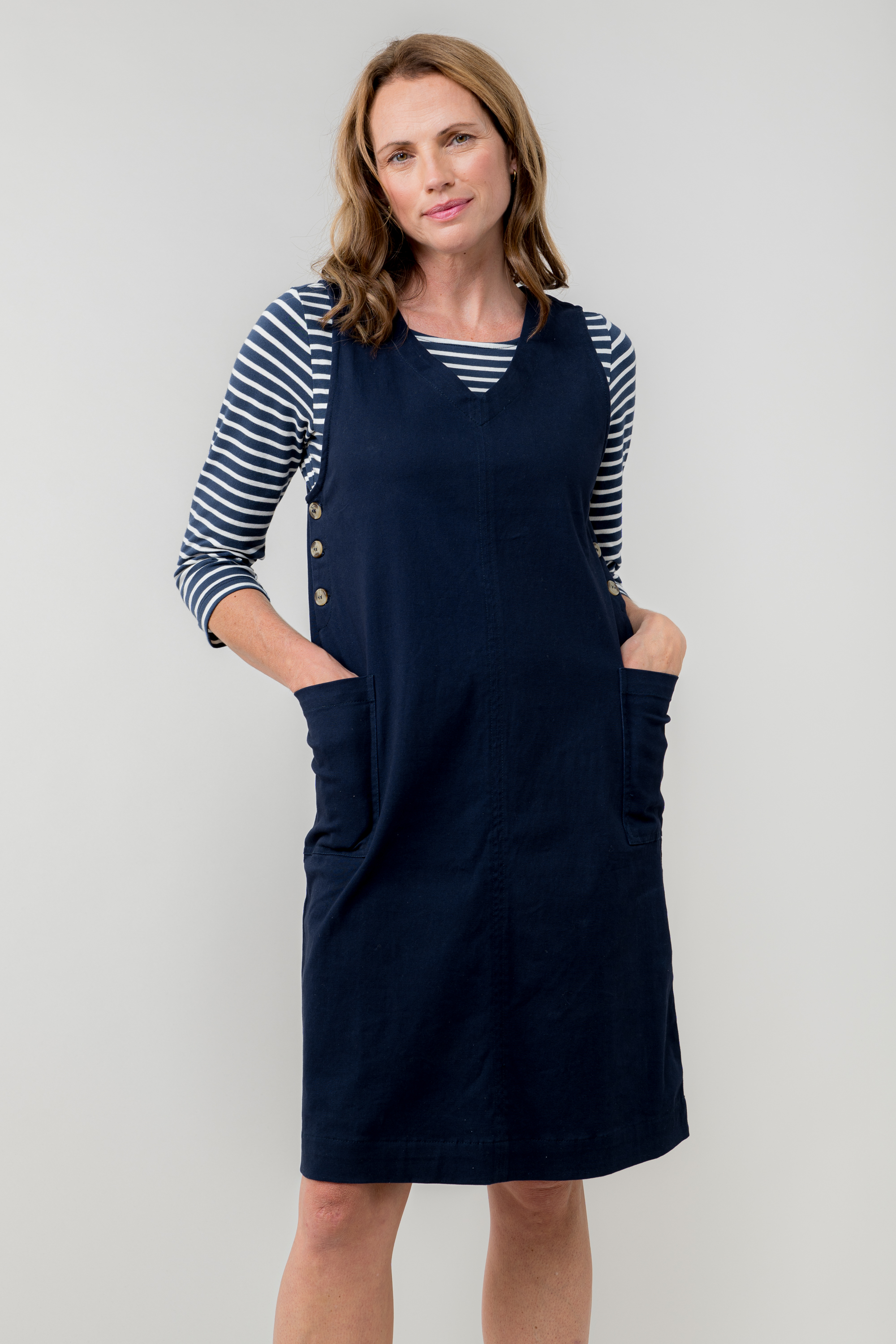 Lily & Me Hilda Stretch Twill Pinafore Dress