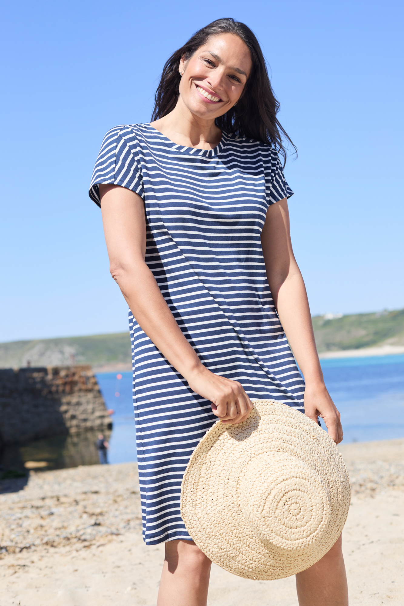 Lily & Me Castaway Striped Cotton Jersey T-Shirt Dress