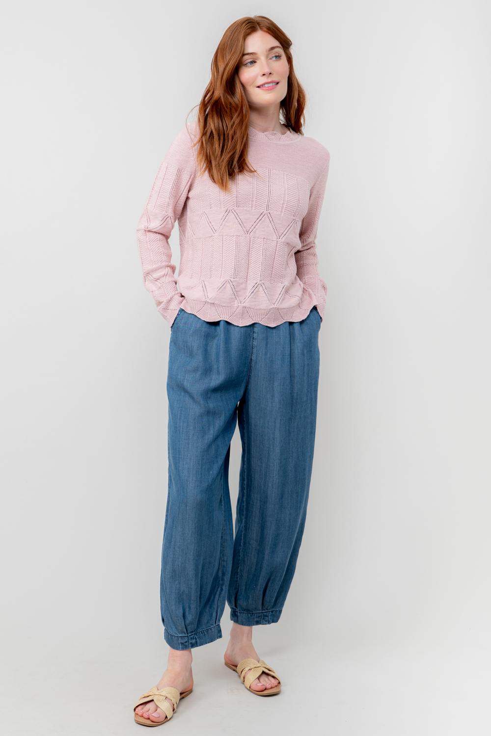 Lily & Me Sail Tencel Denim Cropped Trousers