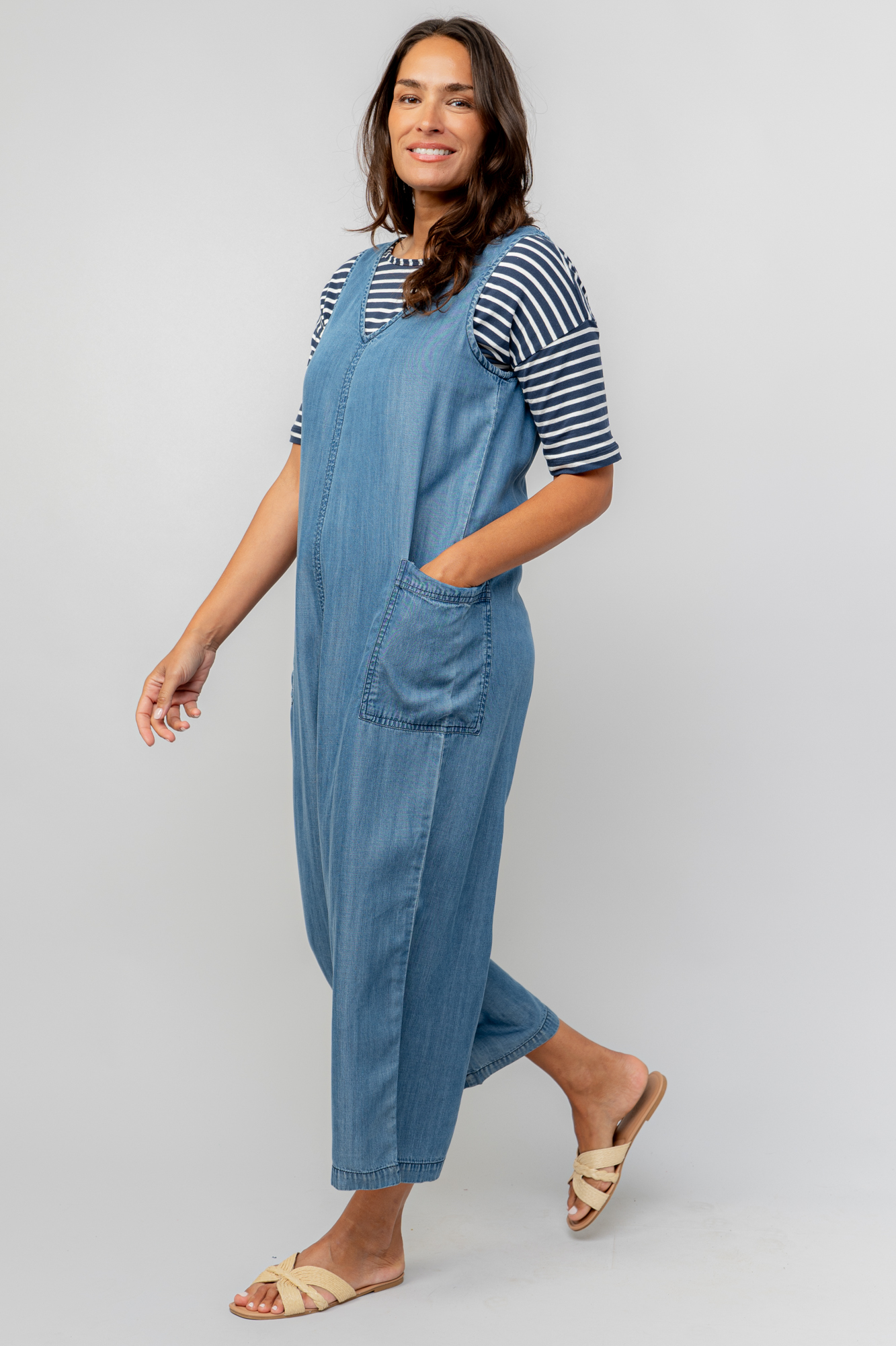 Lily & Me Erica Tencel Denim Sleeveless Jumpsuit