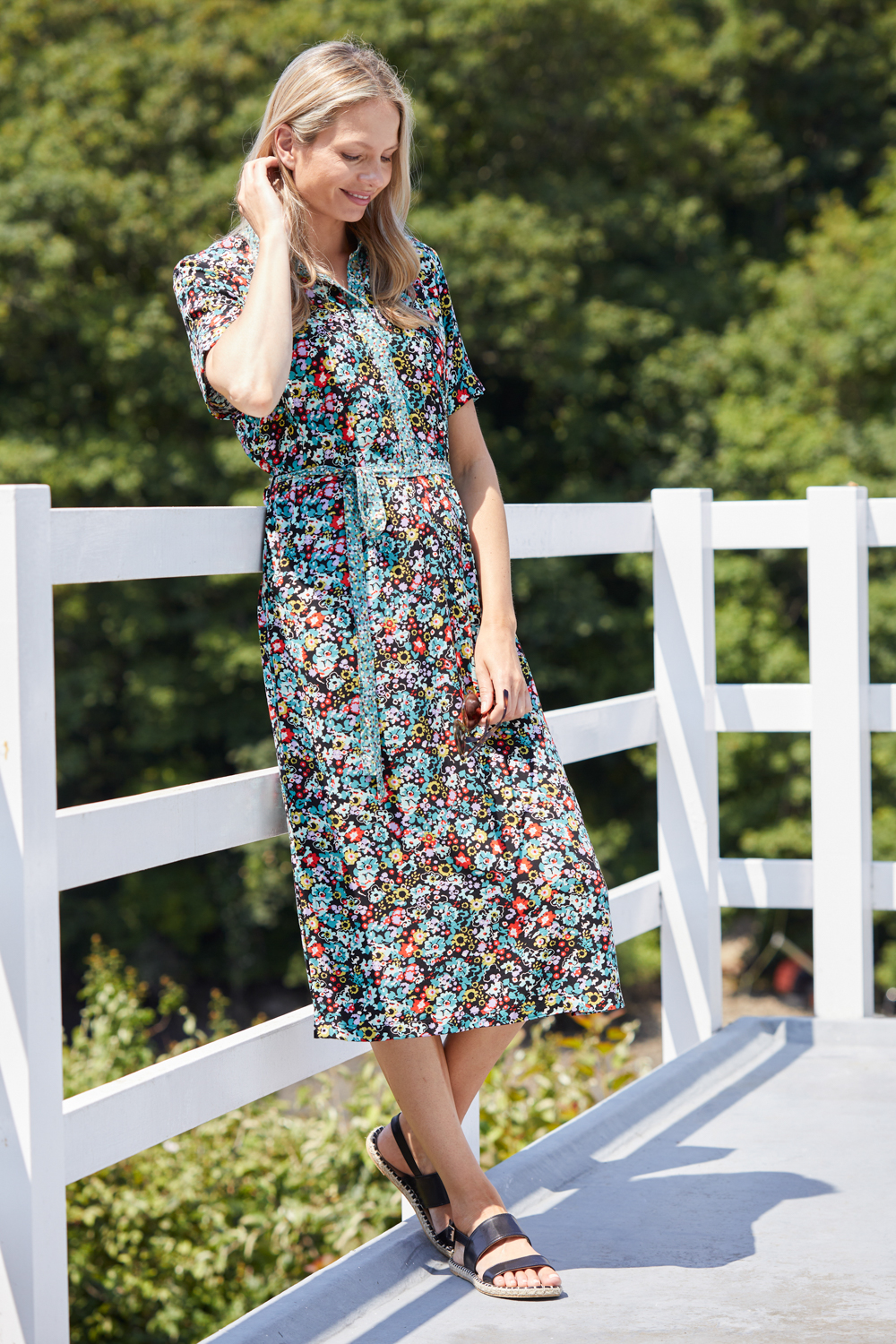 Lily & Me Causeway Collared Floral Print Midi Dress