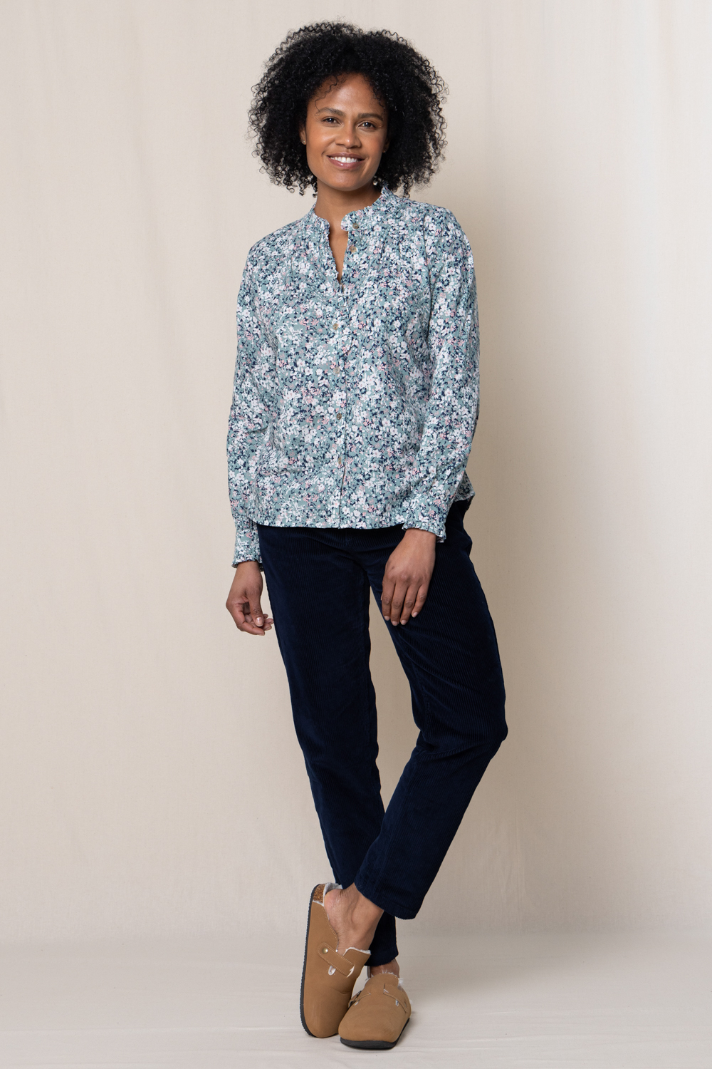 Lily & Me Rita Organic Cotton Ditsy Print Frill Shirt