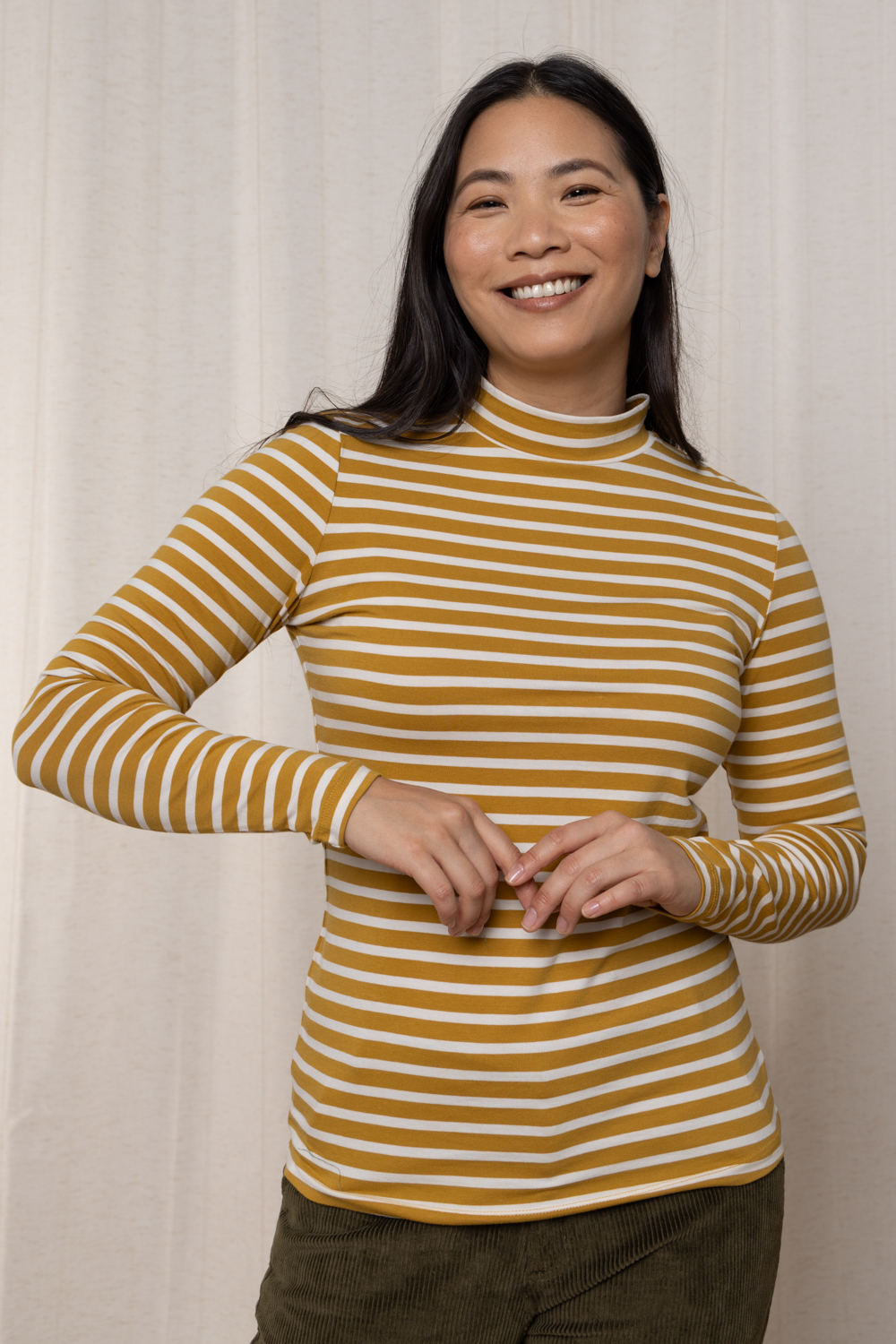 Lily & Me Ruth Stripe Turtle Neck Top