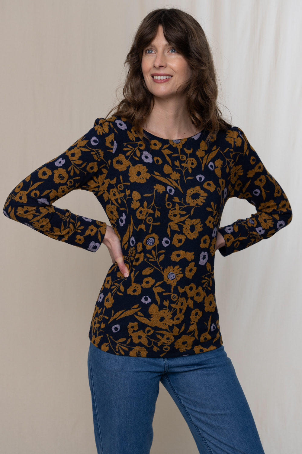 Lily & Me Abigail Long Sleeve Printed Top