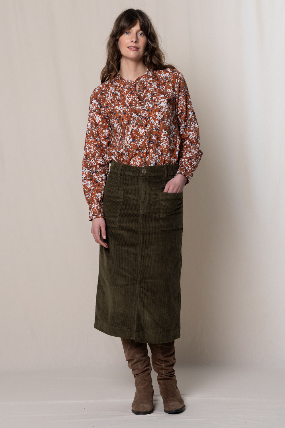 Lily & Me Penrose Midi Cord Skirt