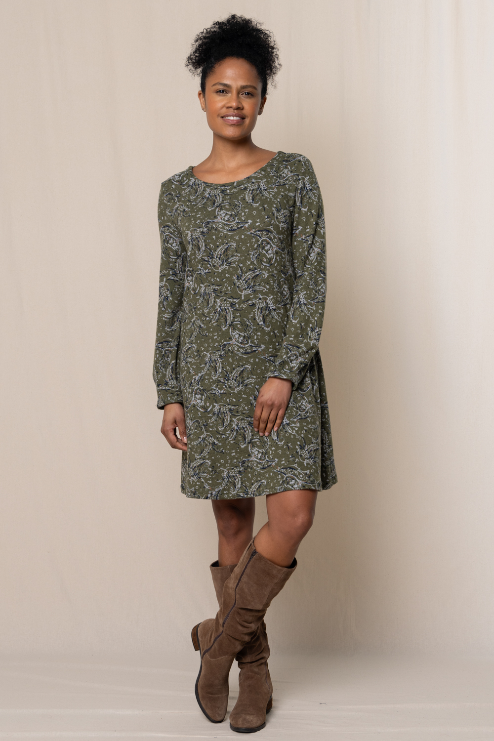 Lily & Me Sage Printed Swing Dress