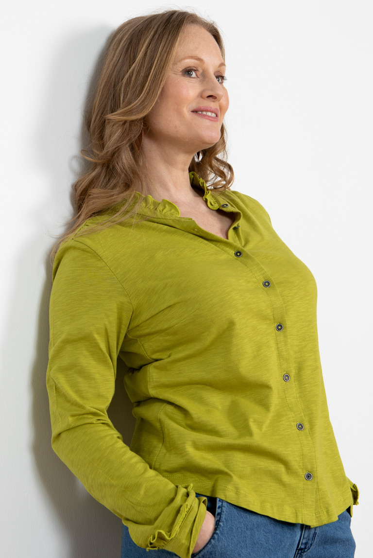 Hailey Frill Shirt Lime | Lily and Me Clothing