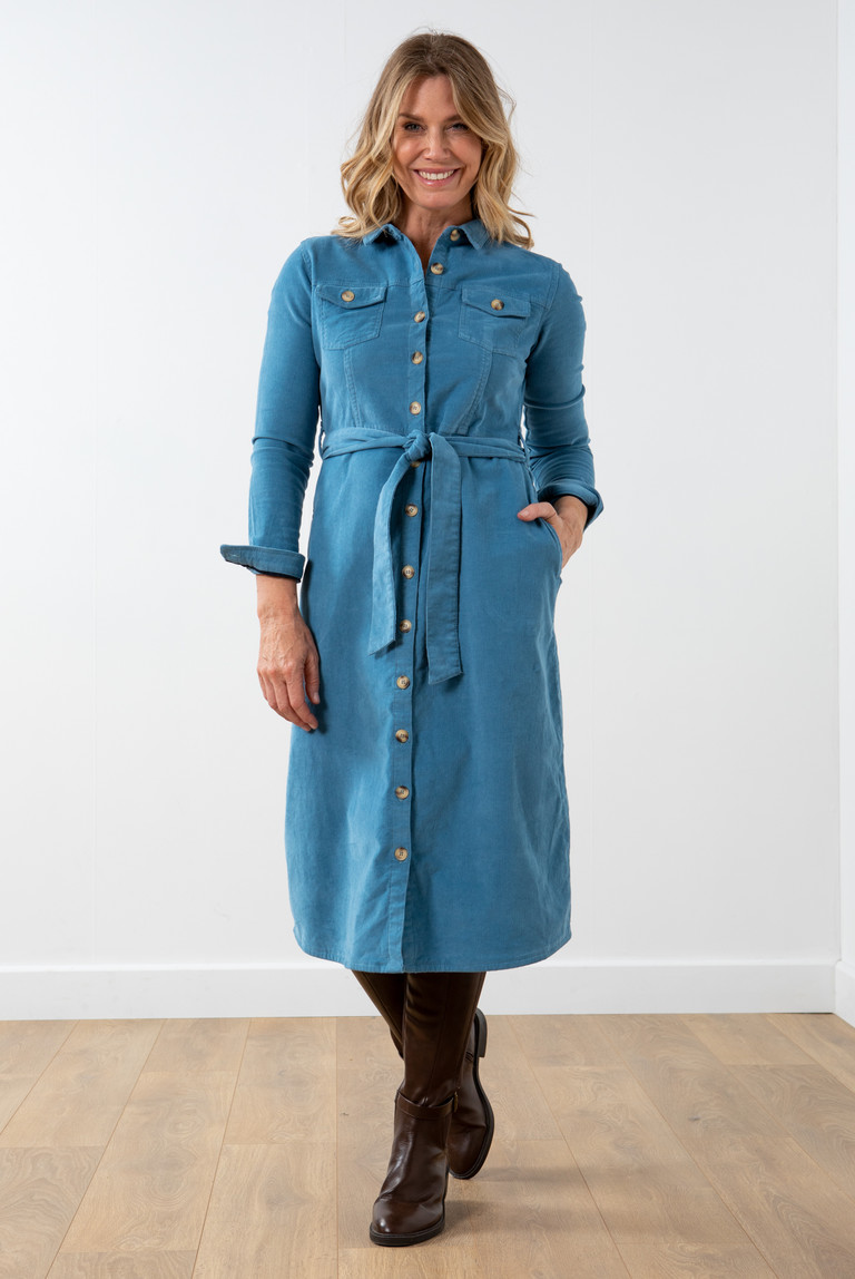 Midi Shirt Dress Plain | Soft Blue Dresses | Lily & Me Clothing