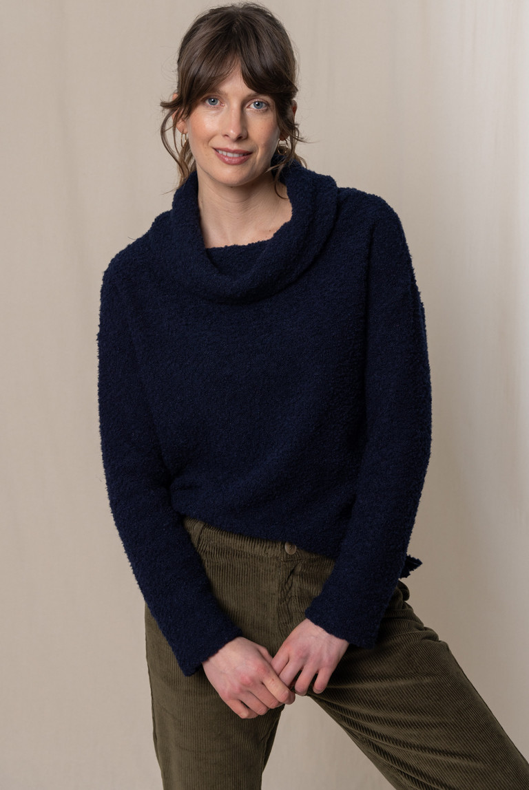 Navy cowl neck jumper hotsell